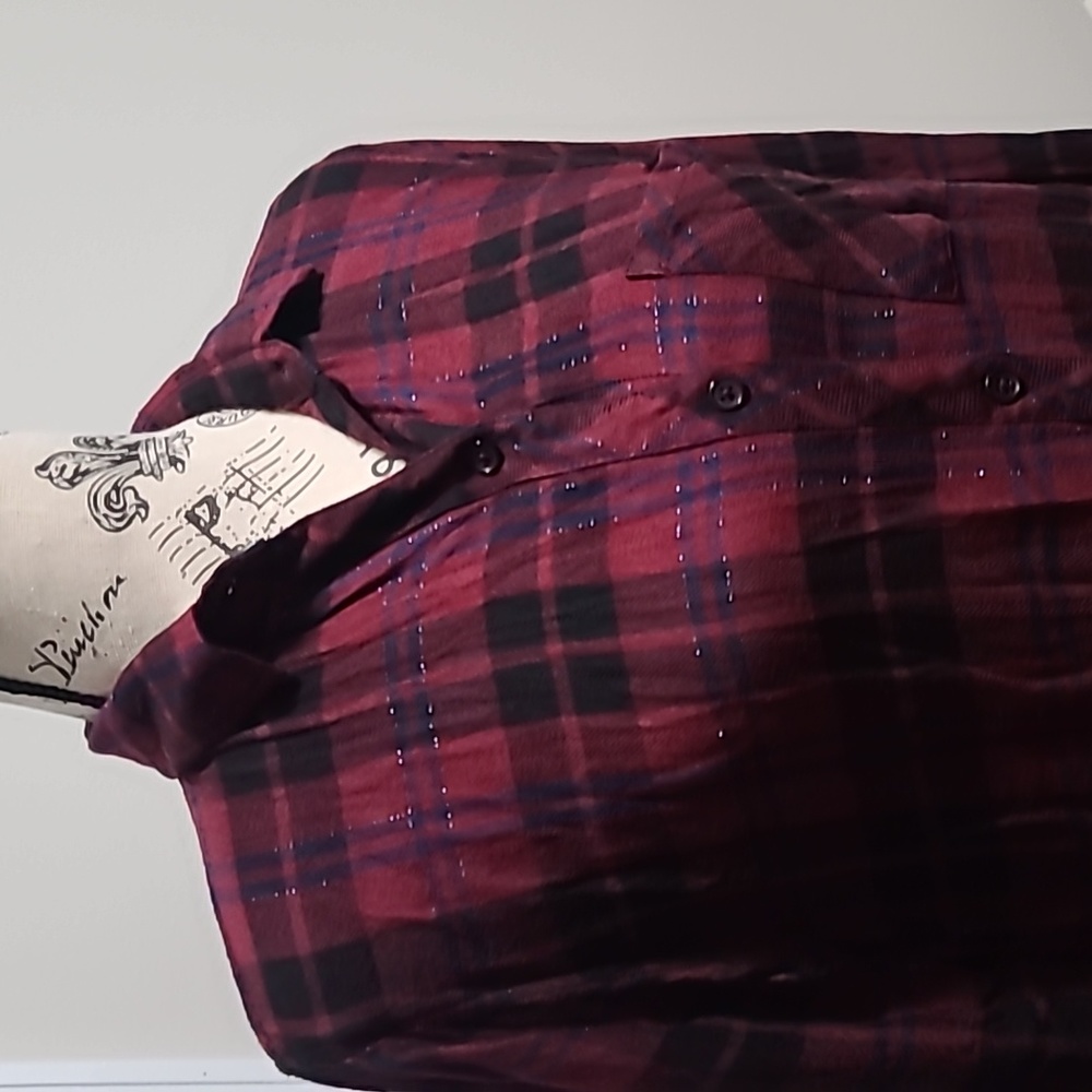 Rails Soft Metallic Plaid Hunter Button Down Shir… - image 5